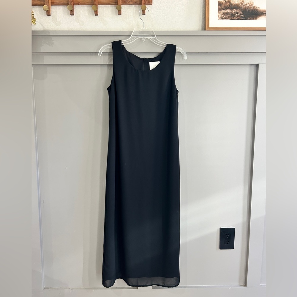 Vintage 90s Black Sleeveless Midi Dress Size 8